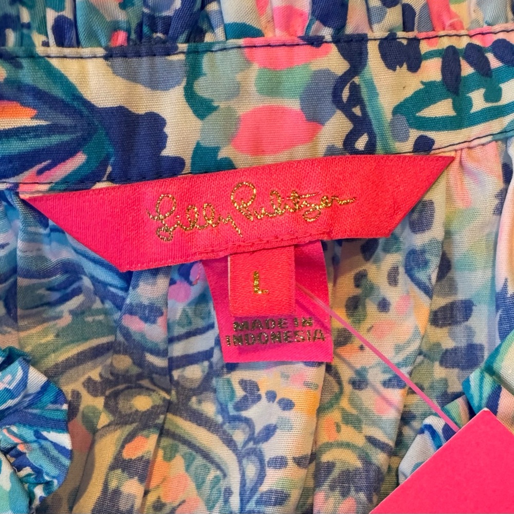 Lilly Pulitzer Blouse Novella Ruffle Hem Tank Top Women’s Size Large NWT - Picture 14 of 16